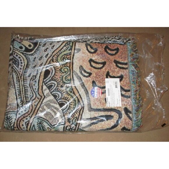 New Moose Bull Northwest Woven Cotton Afghan Throw Blanket Gift Native American - Picture 4 of 4